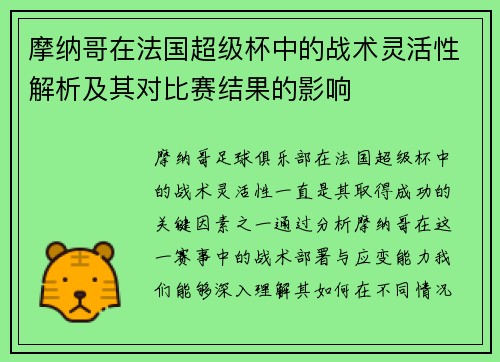摩纳哥在法国超级杯中的战术灵活性解析及其对比赛结果的影响